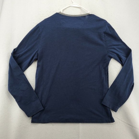 Guess Shirt Men's Long Sleeve Snap Up Henley Pullover Tee Blue Medium - Picture 9 of 12